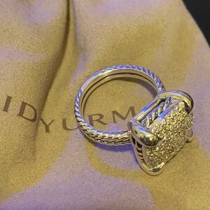 David Yurman Chatelaine 14mm by 14mm Sterling Silver Ring with Pave Diamonds